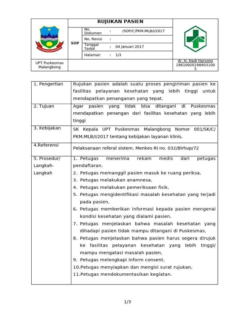 Sop Rujukan | PDF