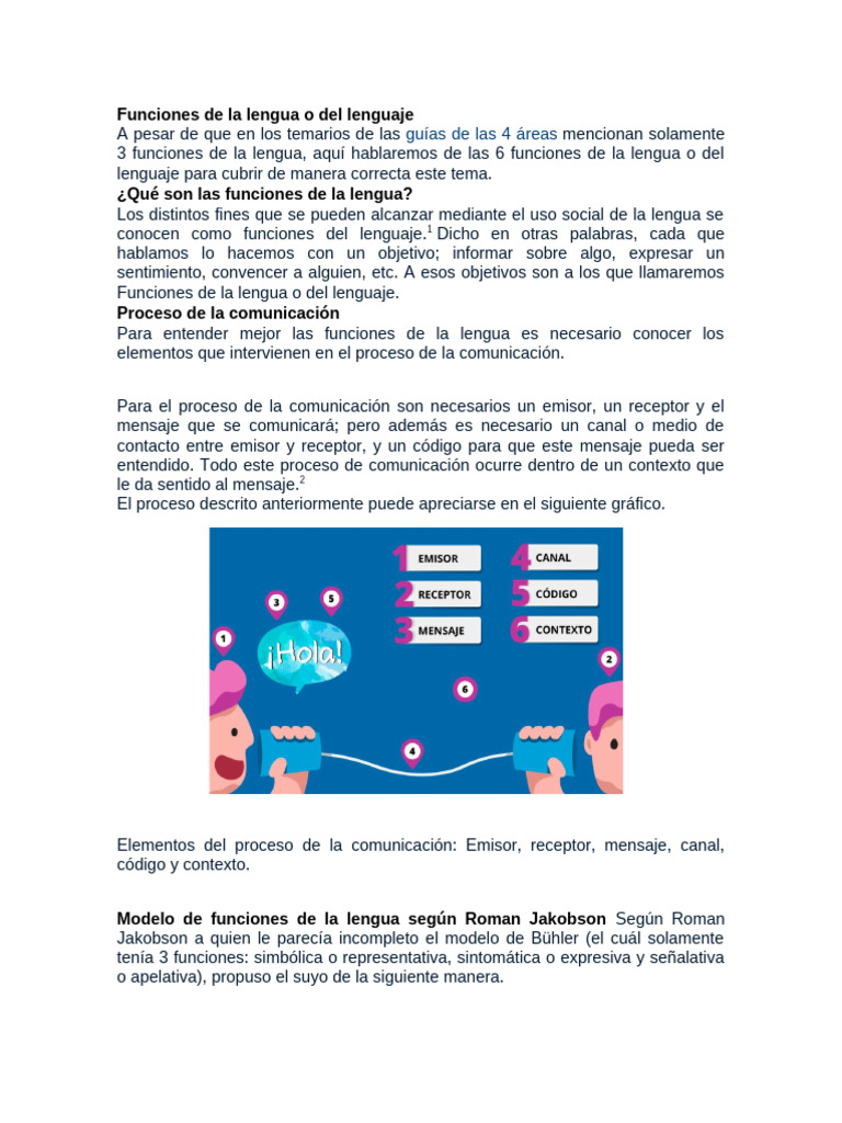 Funciones de La Lengua o Del Lenguaje | PDF | Lingüística | Comunicación