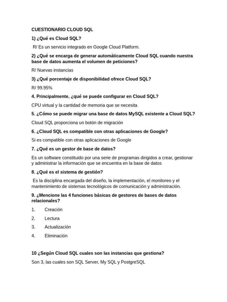 Cuestionario cloud sql pdf