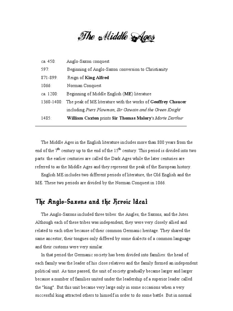 A Handout of Norton Anthology of English Literature | PDF | Anglo ...