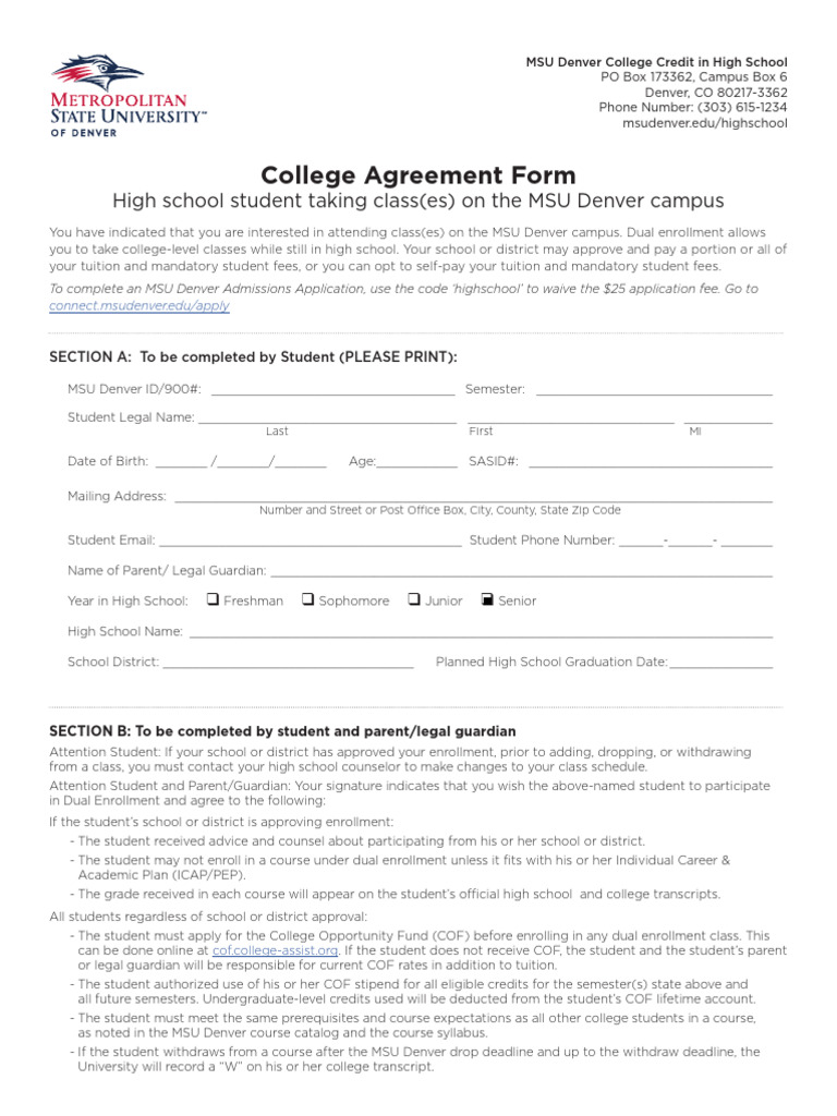 De College Agreement Form 2021 | PDF