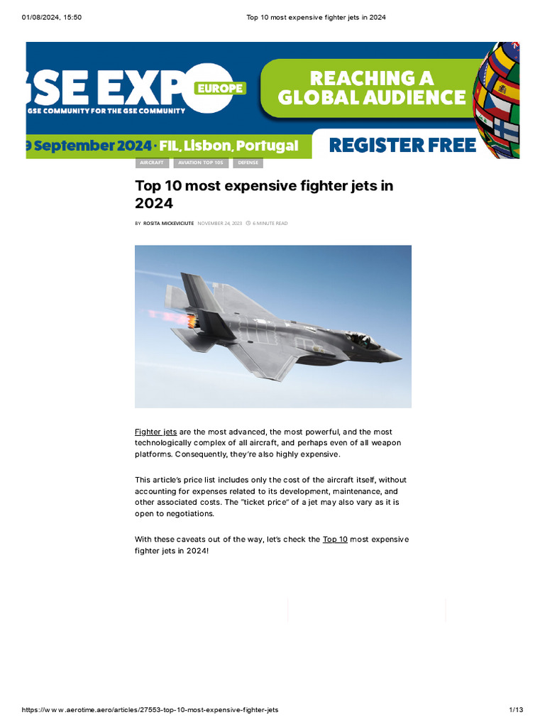 Top 10 Most Expensive Fighter Jets In 2024 Pdf