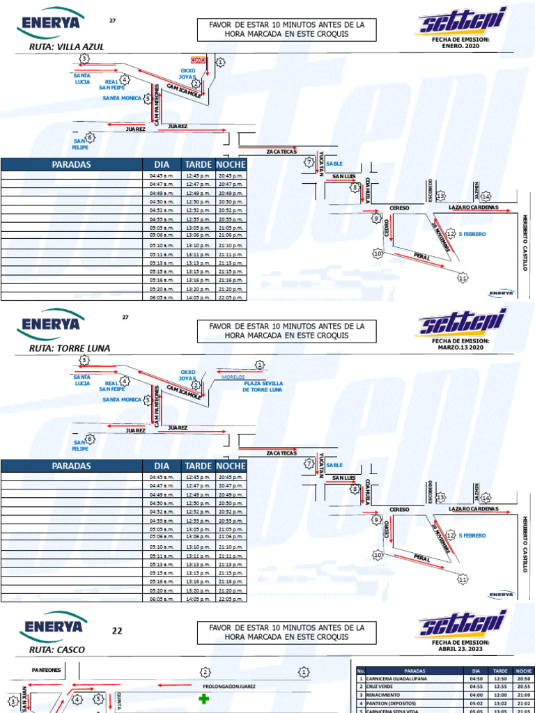 Horarios y Rutas de Transporte Público | PDF