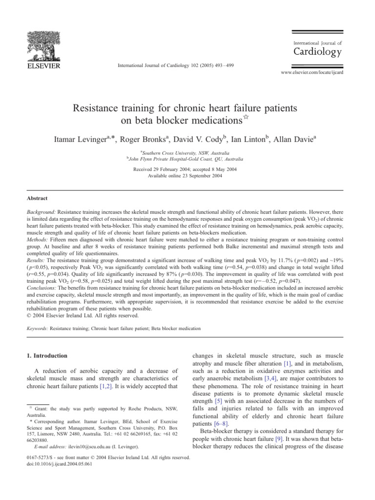 Resistance Training For Chronic Heart Failure Patients On Beta Blocker ...