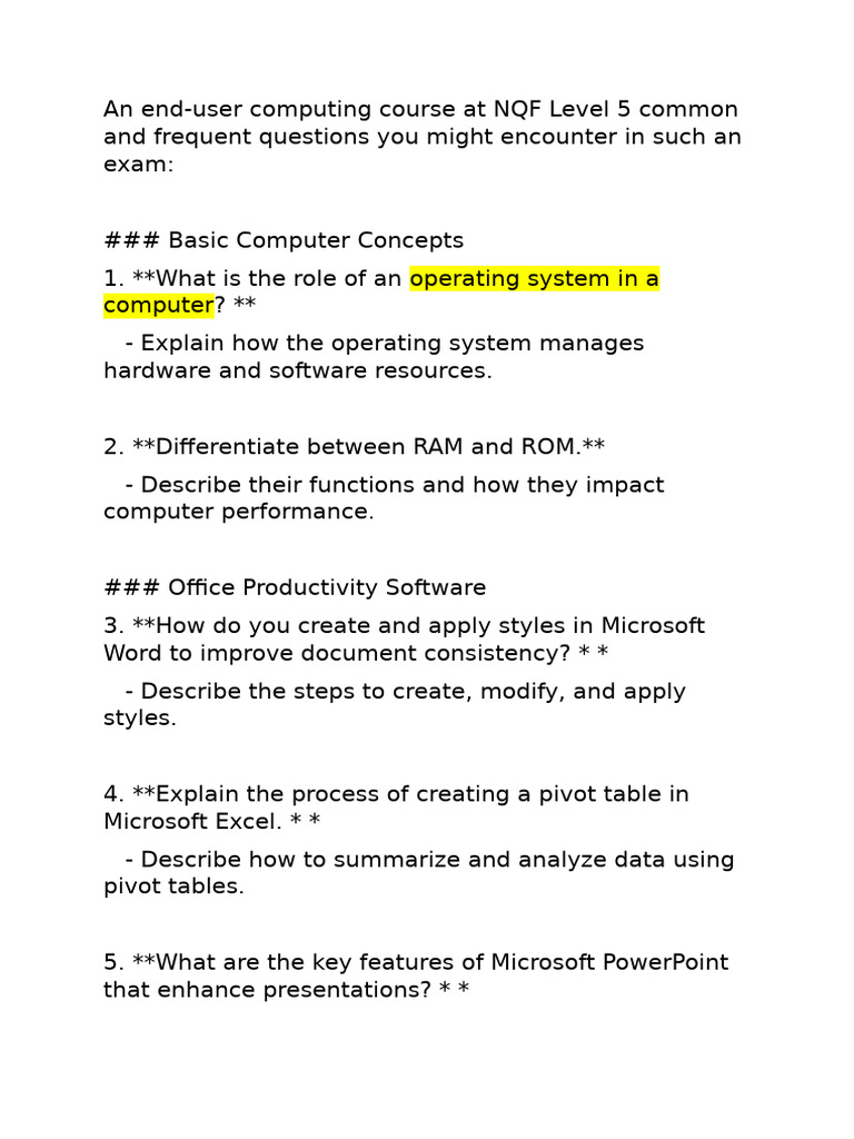 End User Questions | PDF