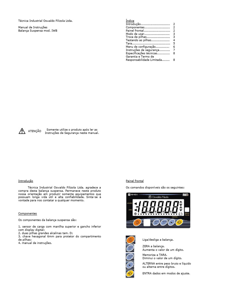 Manual da Balança Suspensa IWB | PDF | Vestir-se