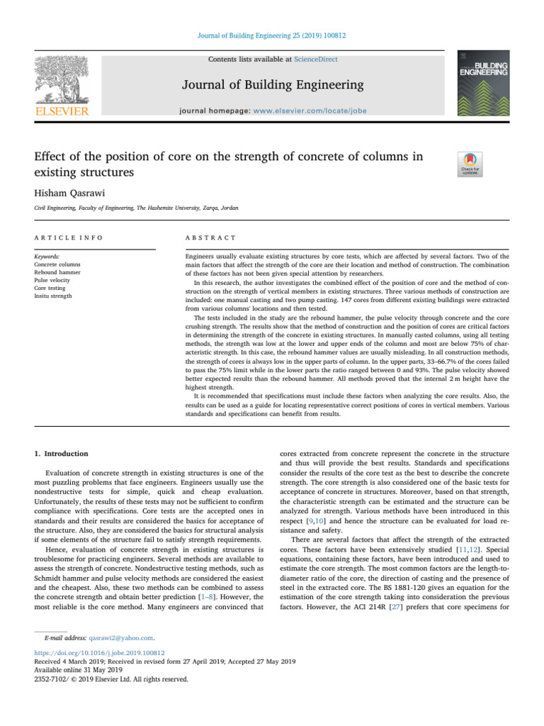 Effect of The Position of Core On The Strength of Concrete of Columns ...