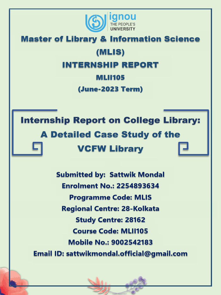 Internship Report On College Library:: A Detailed Case Study of The ...