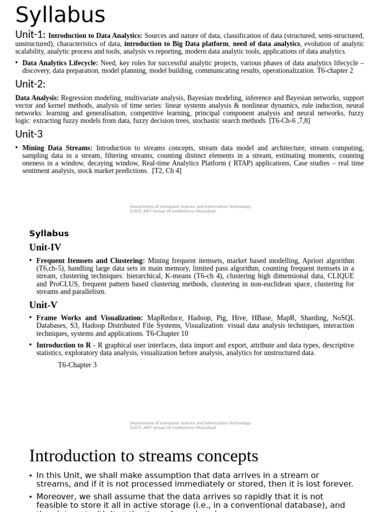 Lecture - DA - U3-Stream Mining | PDF