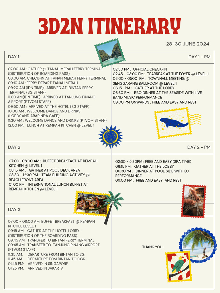 3D2N Vallianz Company Retreat Itinerary (Idn) | PDF