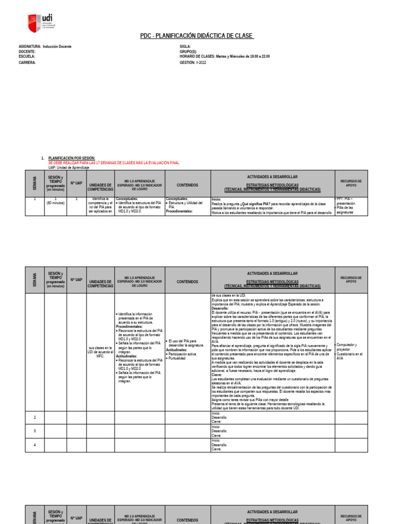 Formato PDC II-2022 EJEMPLO | PDF