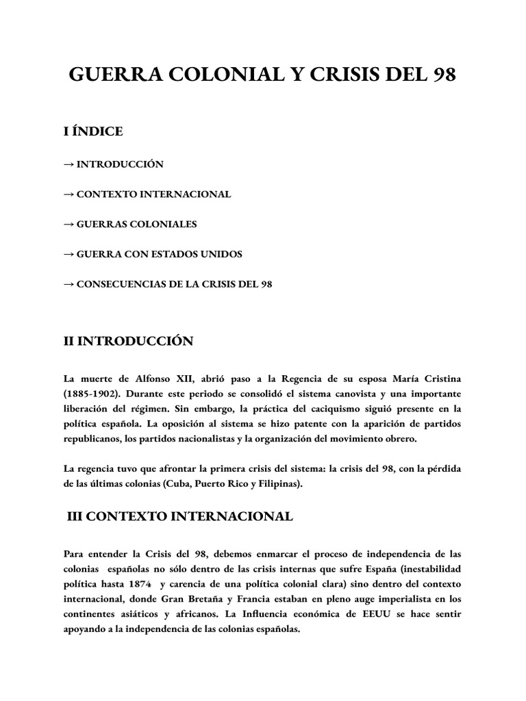 Guerra colonial y crisis del 98 1 pdf