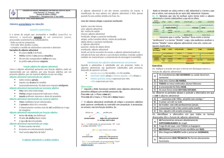 Adjunto Adnominal: Definición y Ejemplos | PDF | Sintaxis | Semántica