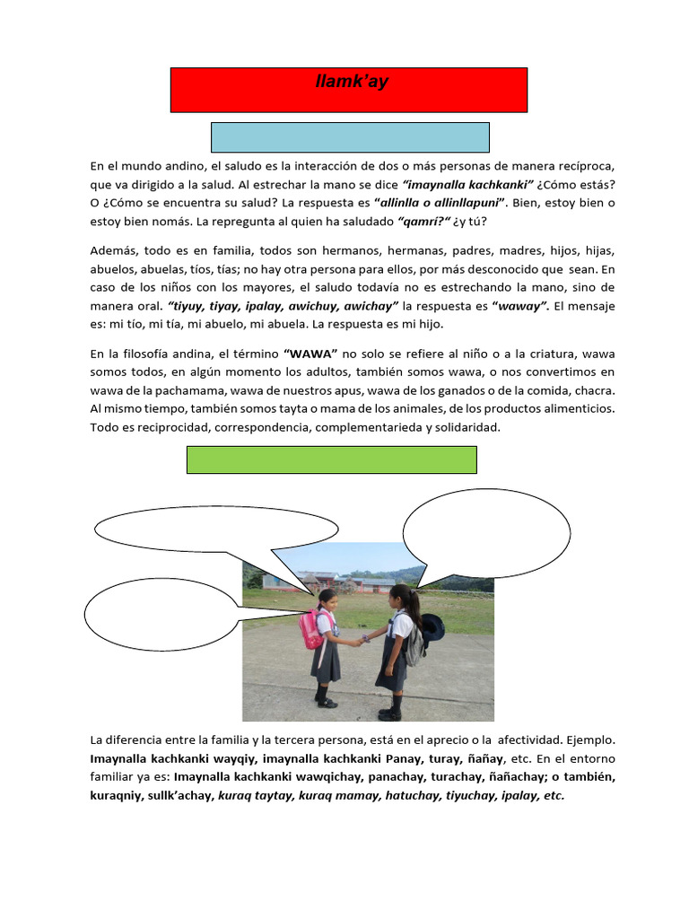Saludos y Partes Del Cuerpo en Quechua | PDF