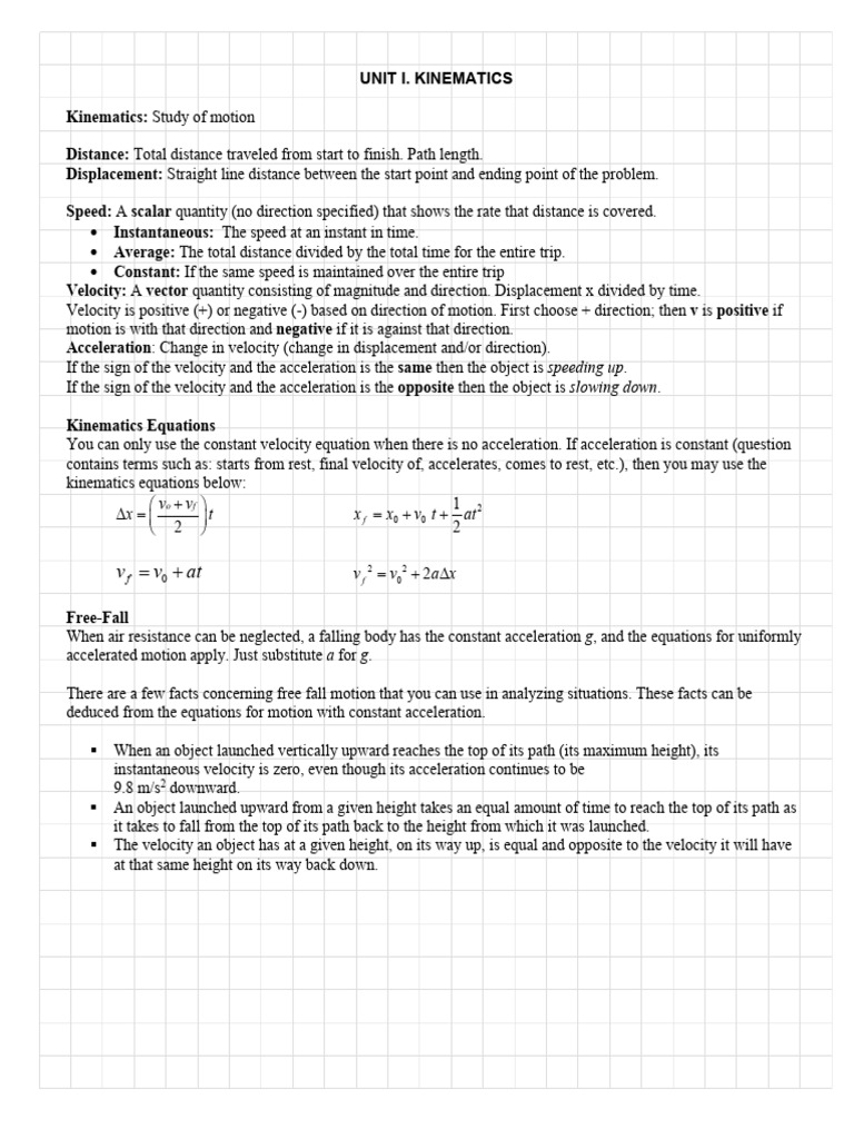 Phys+C Unit+1 Notes | PDF