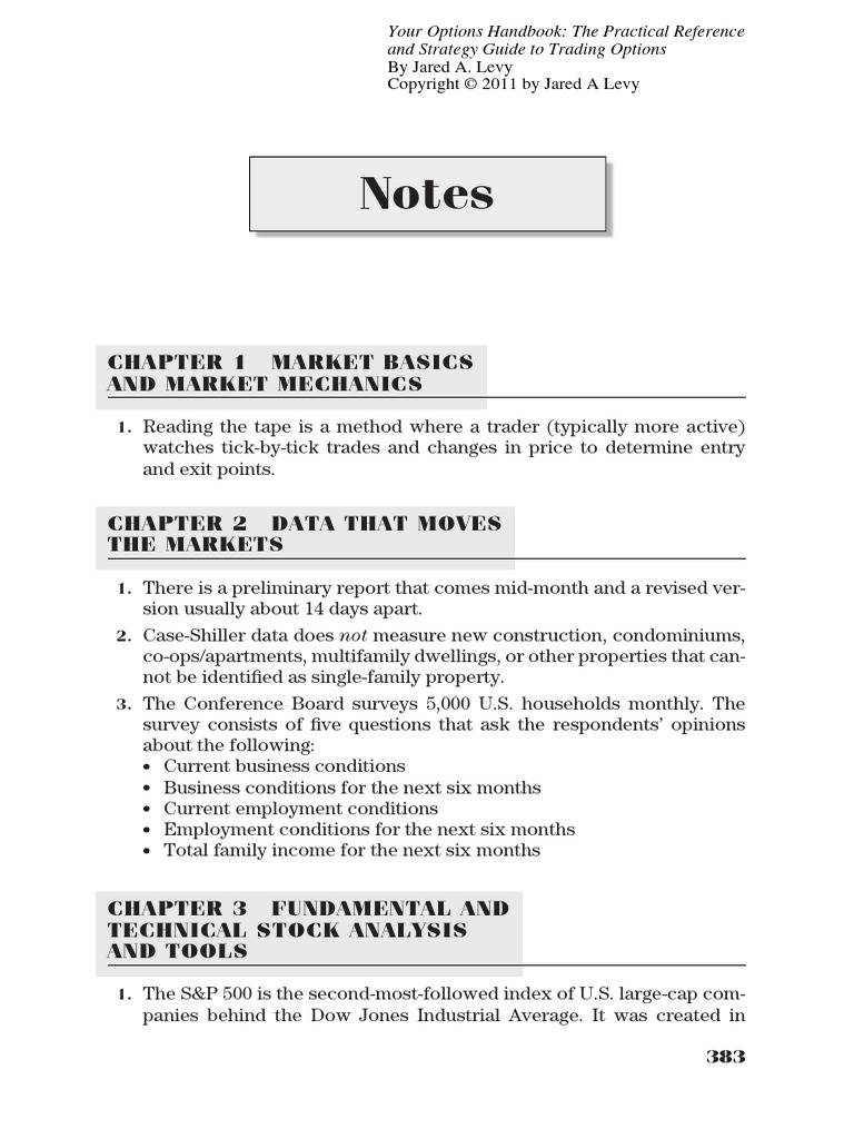 Your Options Handbook - 2012 - Levy - Notes | PDF | Option (Finance ...
