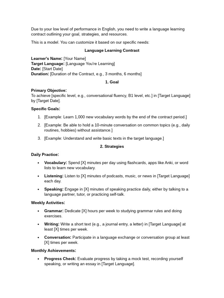 Annex 1 - Unit 1 - English Contract | PDF