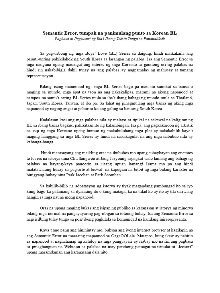 Pagsulat ng tekstong persuweysib semantic error tumpak na panimulang