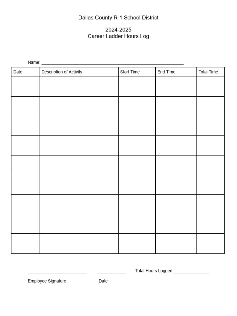 Career ladder hours log pdf