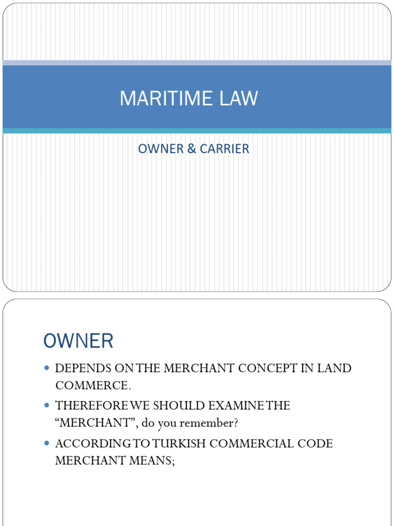 Maritime Law: Owner and Carrier Roles | PDF | Special Drawing Rights ...