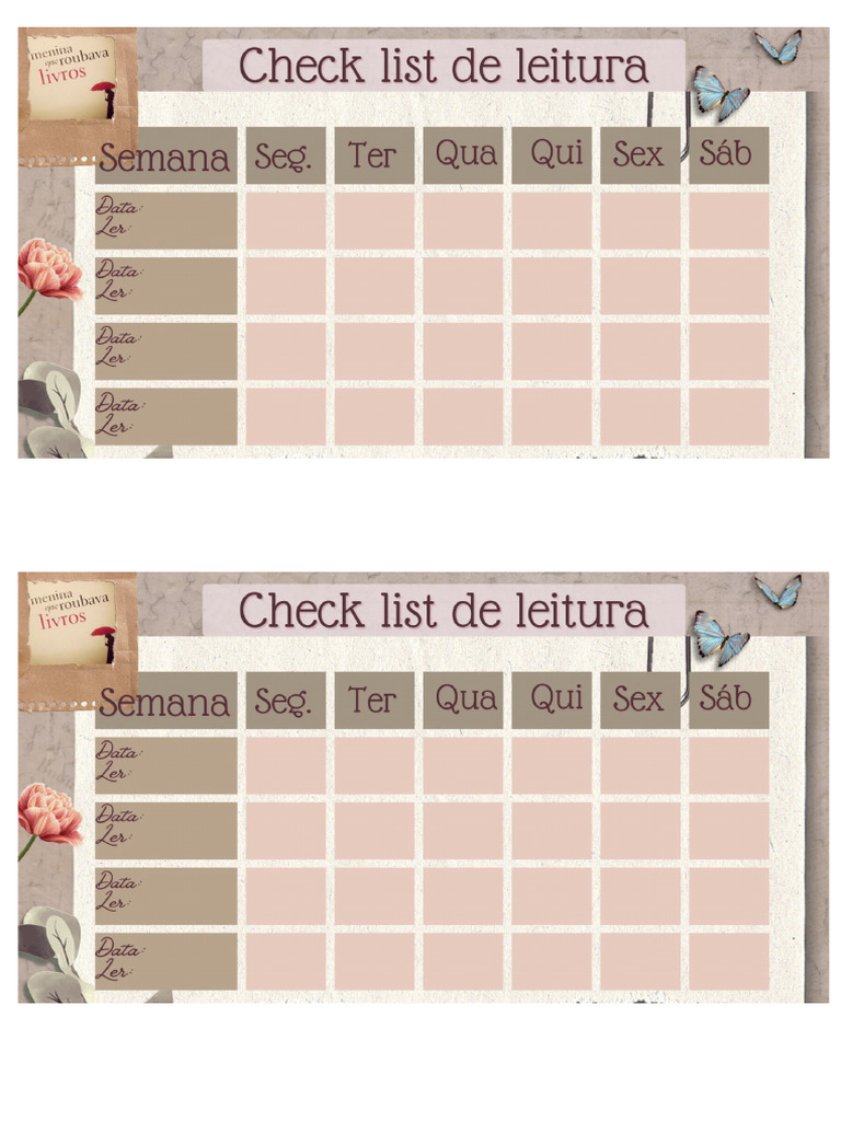 Check List Amenina Que Roubava Livros | PDF