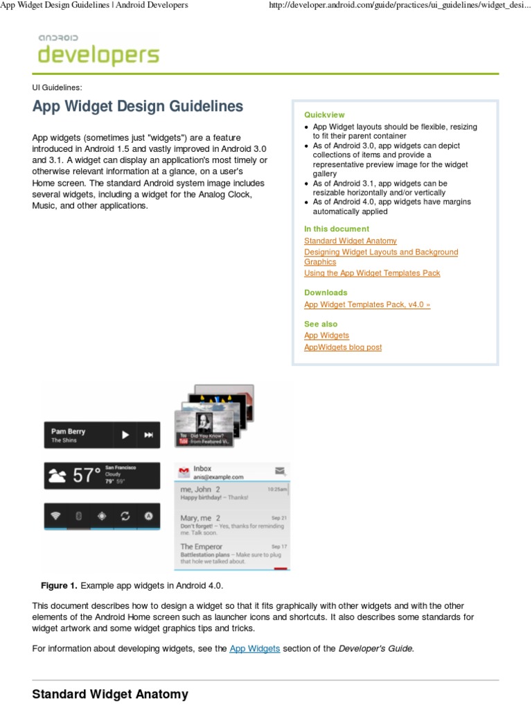 App Widget Design Guidelines Android Developers Page Layout 