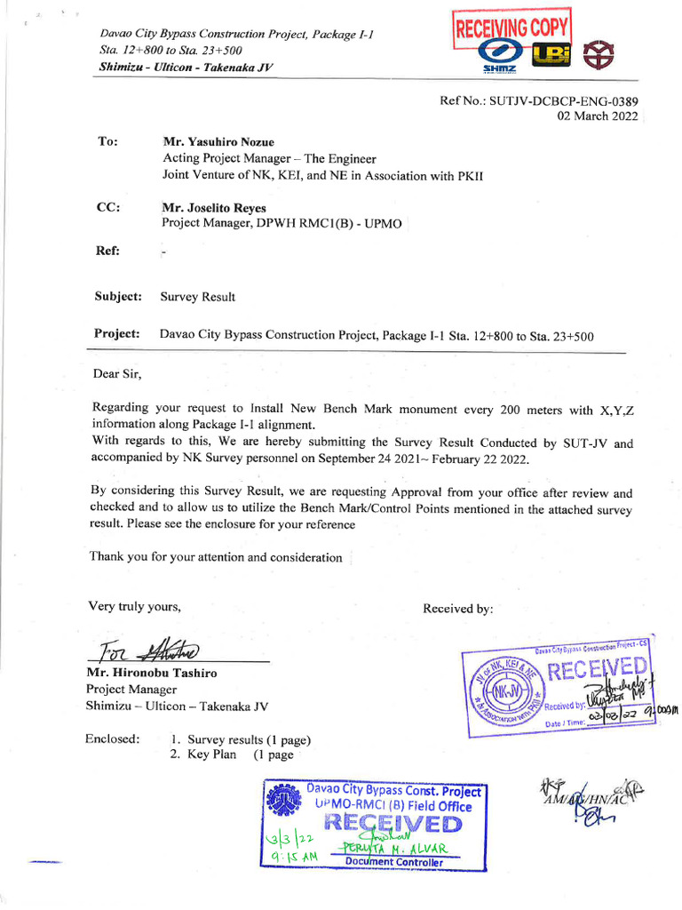 Letter To Eng 0389 Survey Result Receiving Pdf