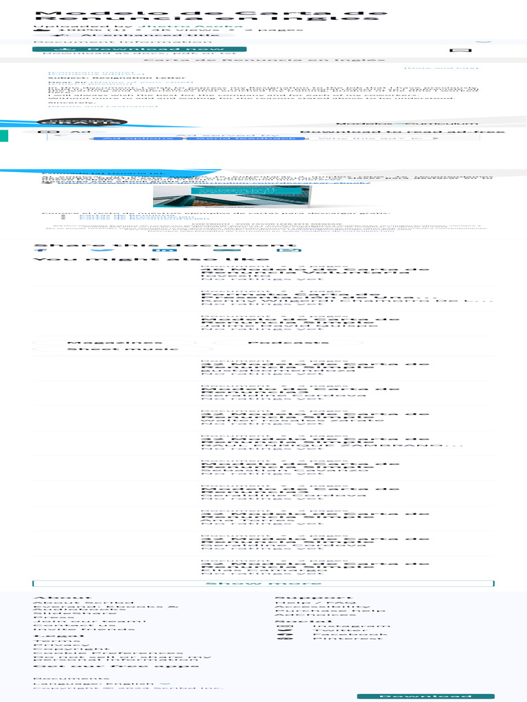Modelo de Carta de Renuncia en Ingles PDF | PDF