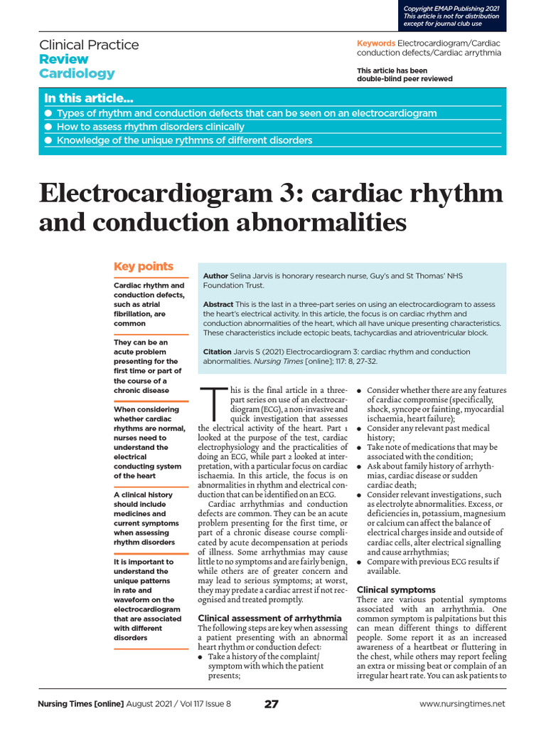 Electrocardiogram 3 Cardiac Rhythm and Conduction Abnormalities1 | PDF