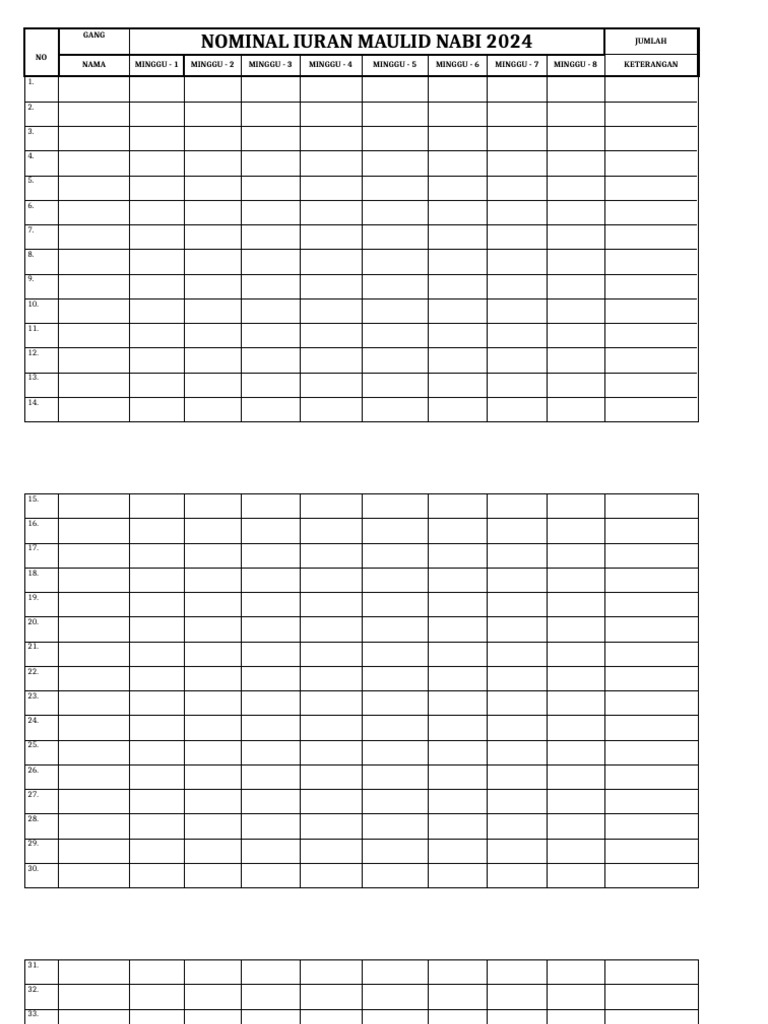 Format Tagihan Rajab | PDF