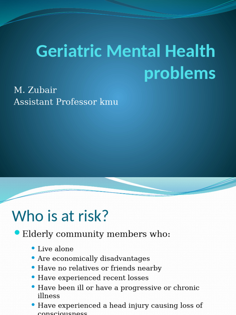 Geriatric Mental Health Problems | PDF