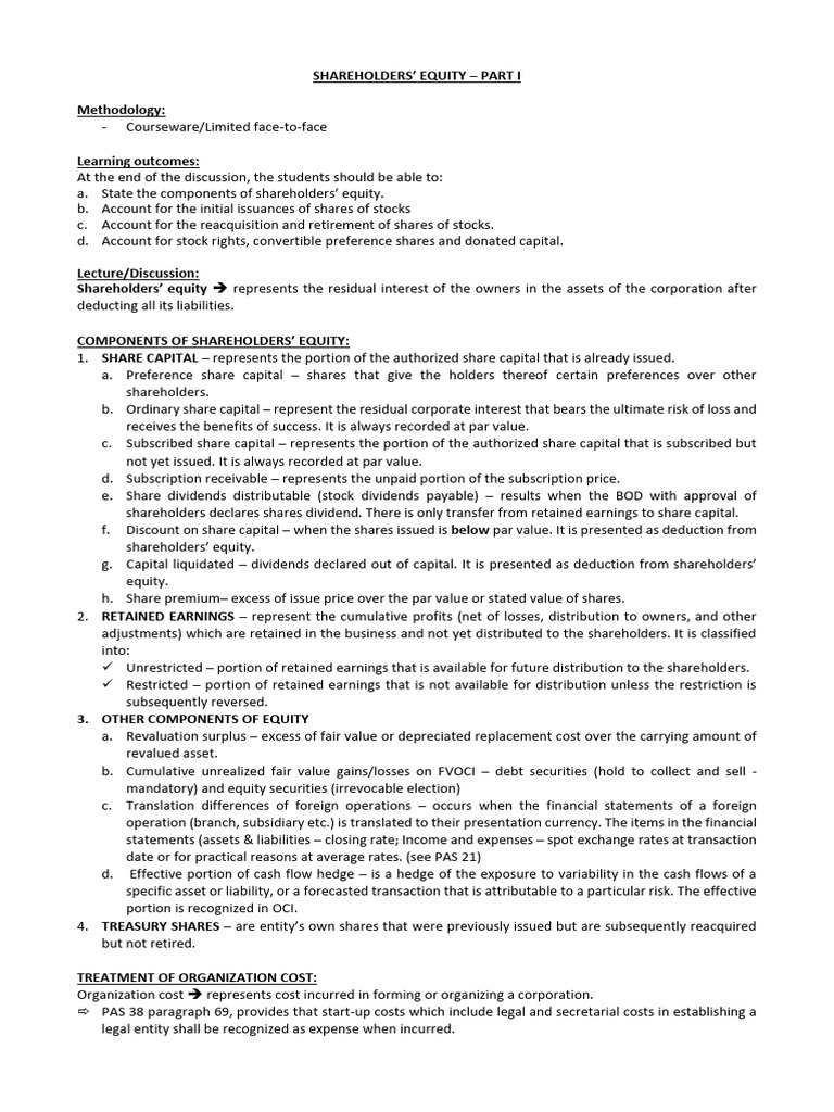 Understanding Shareholders' Equity Components | PDF | Preferred Stock ...