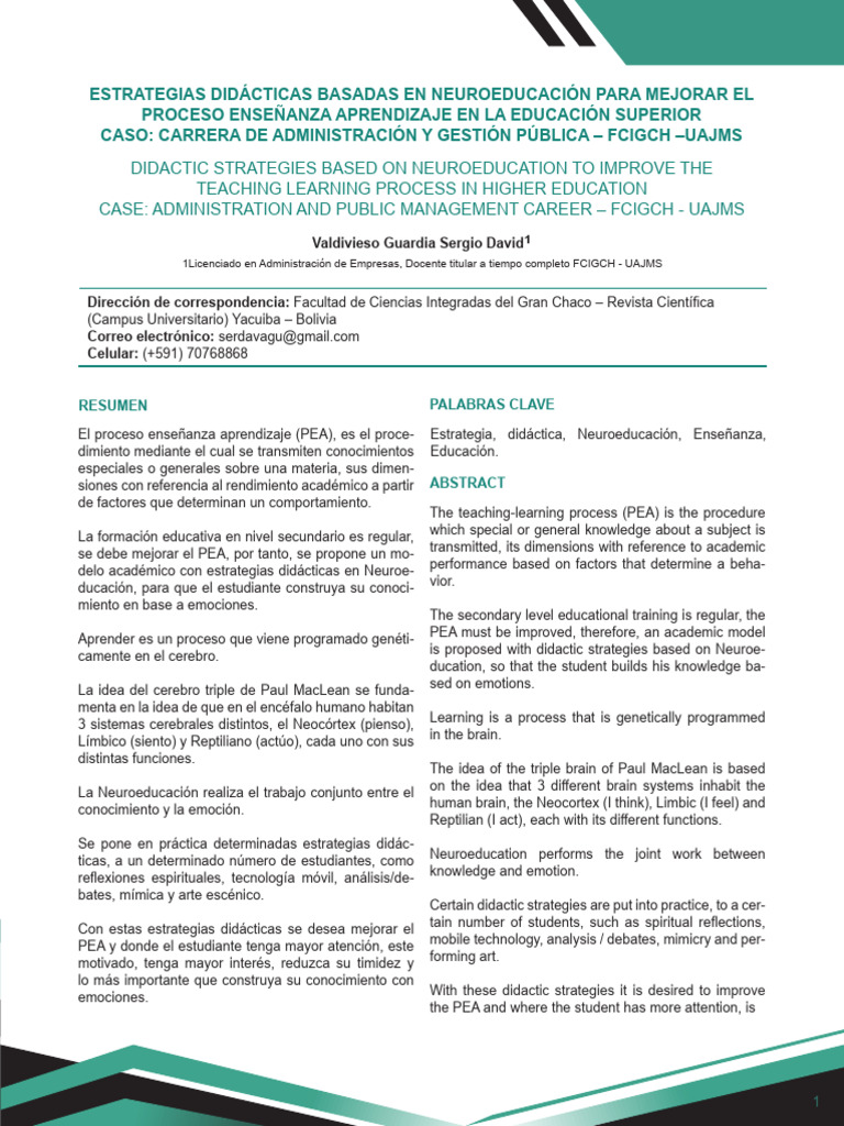 Estrategias Didacticas Basadas en Neuroeducacion | PDF