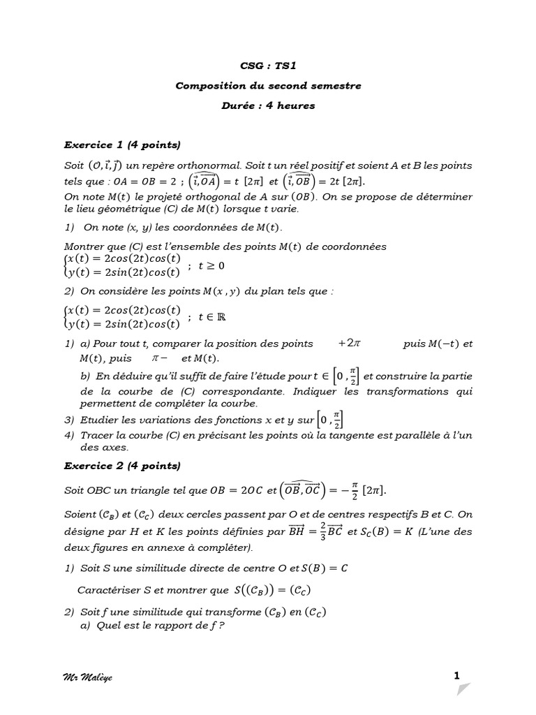 TS1 CSG Comp 2 Sem 2 Maleye 2023 | PDF