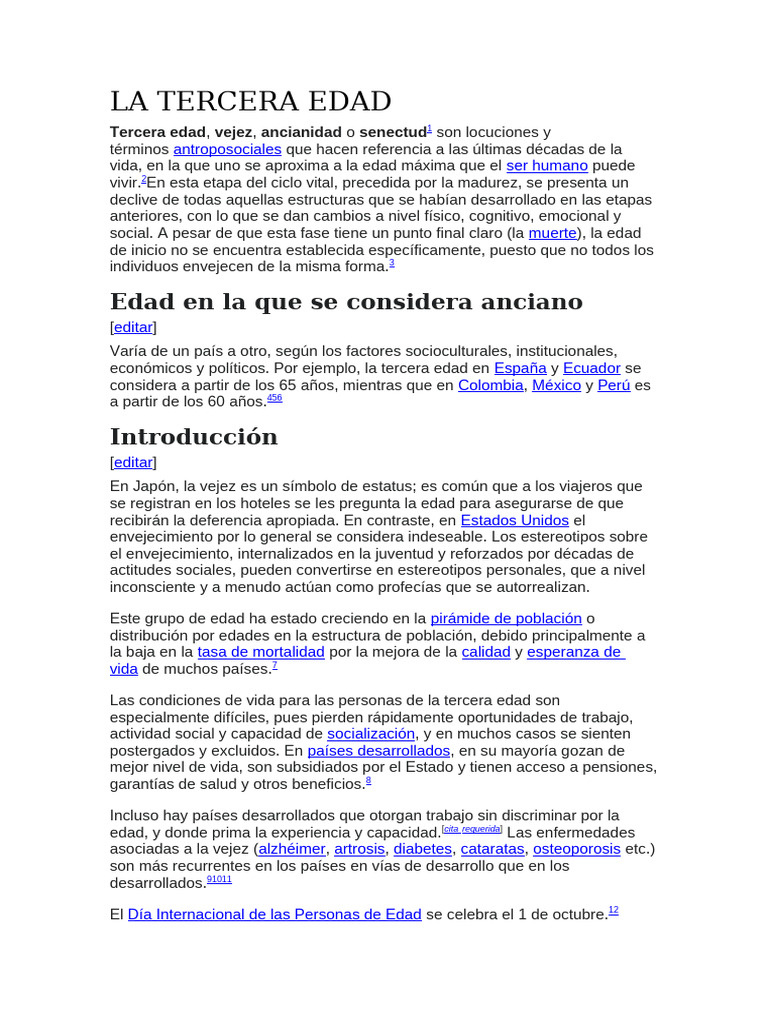 Entendiendo la Tercera Edad y sus Etapas | PDF | Vejez | Relaciones ...