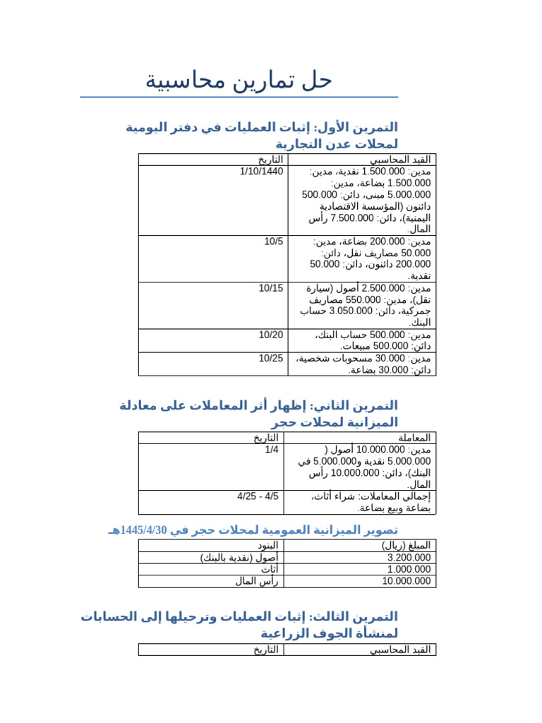 Accounting Exercises Formatted Pdf