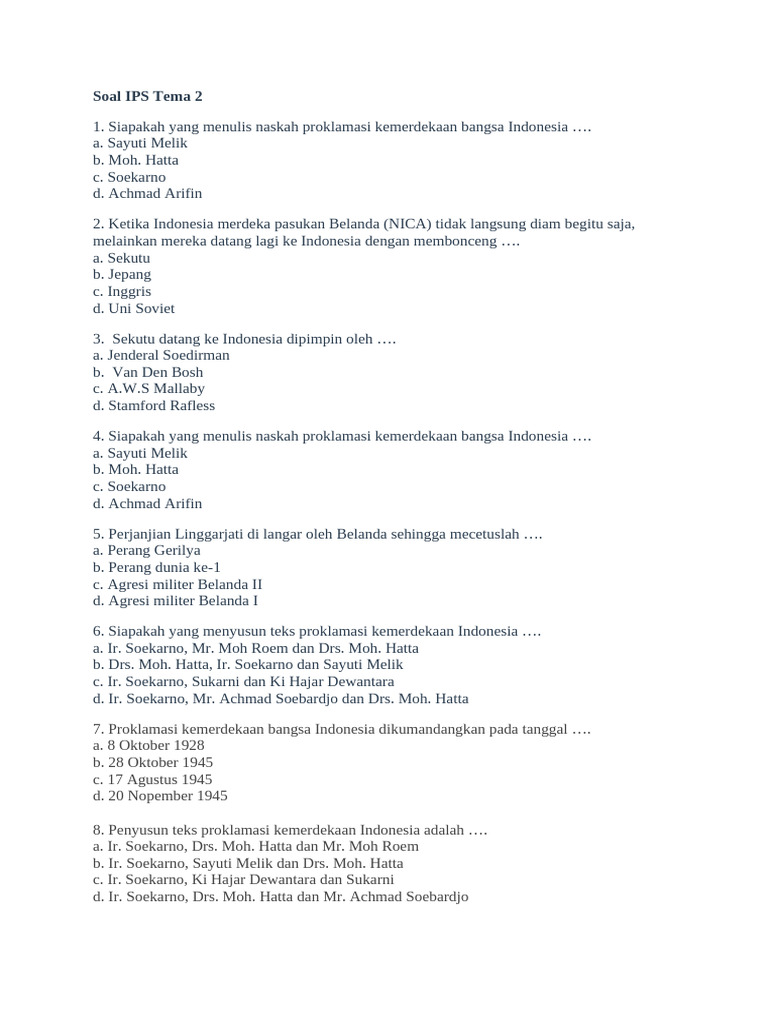 Soal IPS Tema 2 | PDF