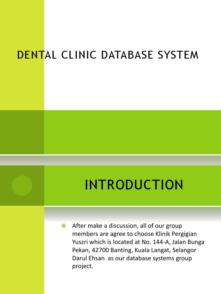 Dental Clinic Database System Dentistry Patient