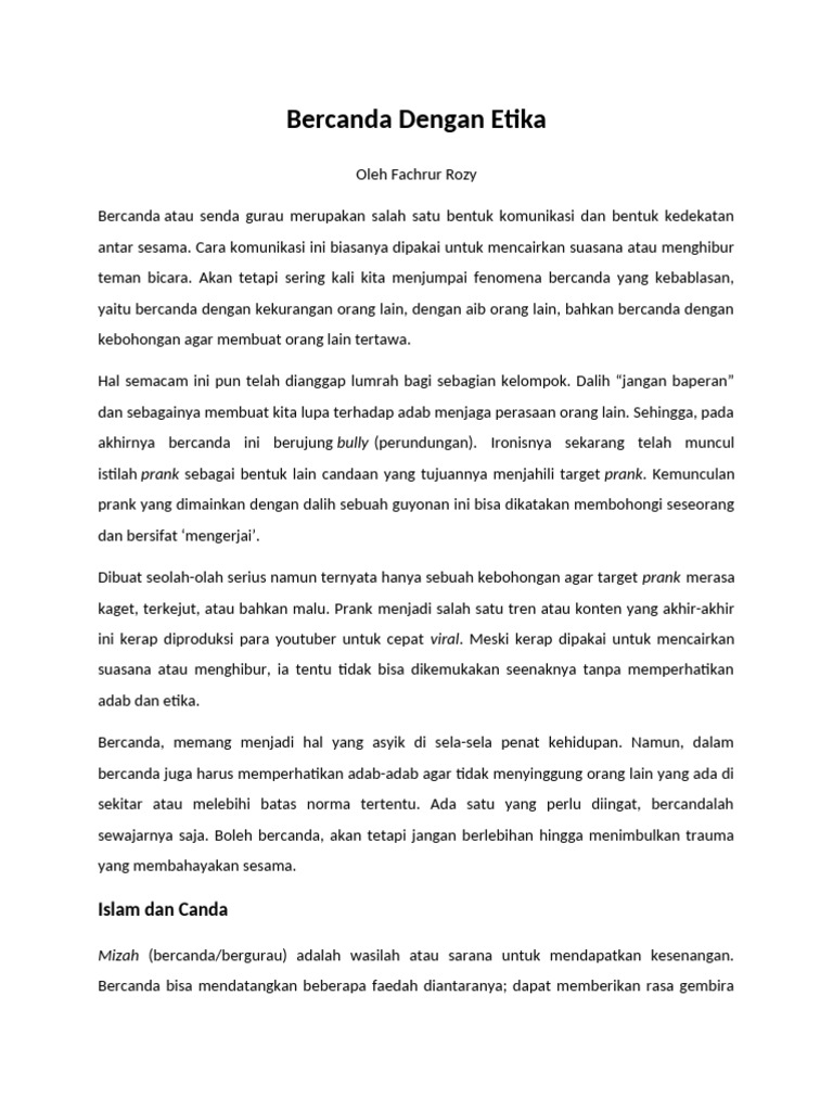 Bercanda Dengan Etika | PDF