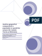 Analiza Geografică Comparativă A Populaţiei Şi Aşezărilor Umane Din Statele Turcia Şi Botswana