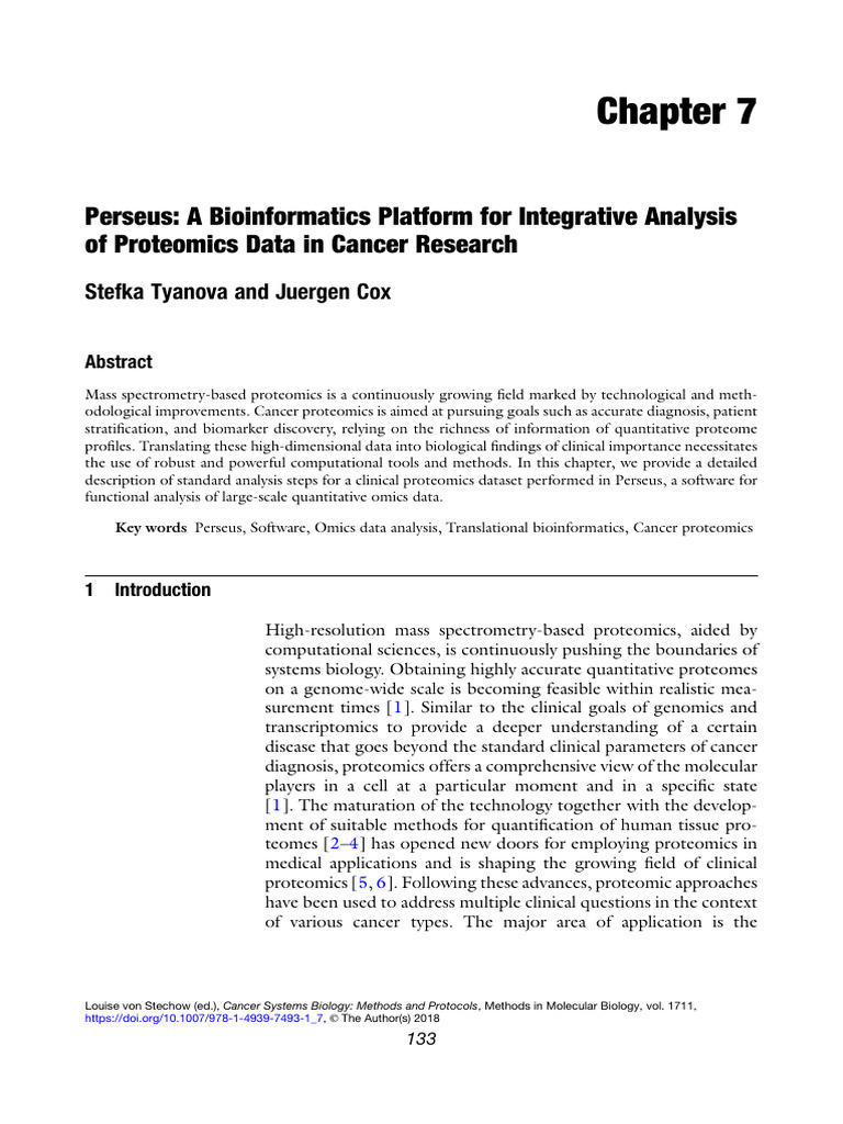 Perseus: A Bioinformatics Platform For Integrative Analysis of ...