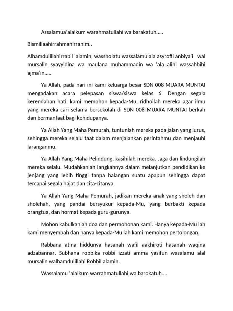 Doa Perpisahan Kelas VI PDF