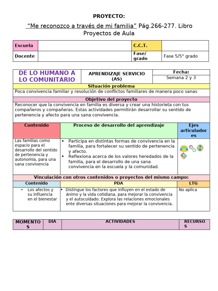 5° Proyecto As Me Reconozco A Treves de Mi Familia Pa | PDF
