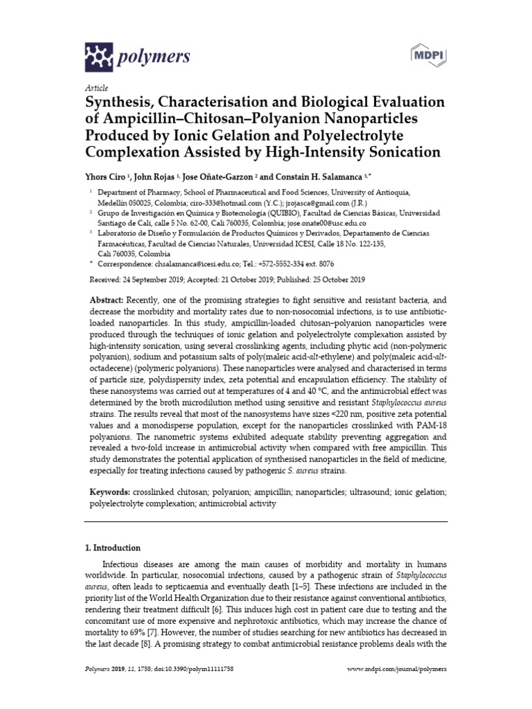Synthesis, Characterisation and Biological Evaluation | PDF