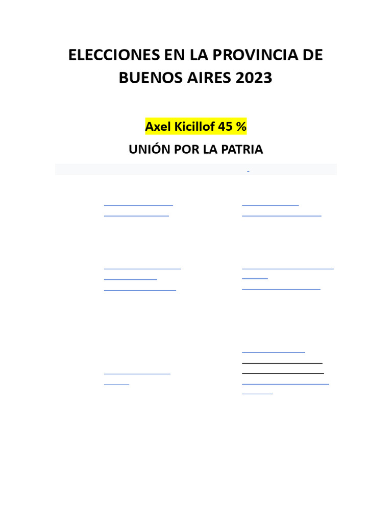 Elecciones en La Provincia de Buenos Aires 2023 | PDF