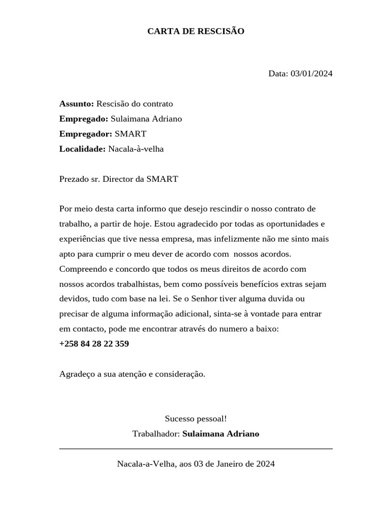 Carta de Rescisao | PDF