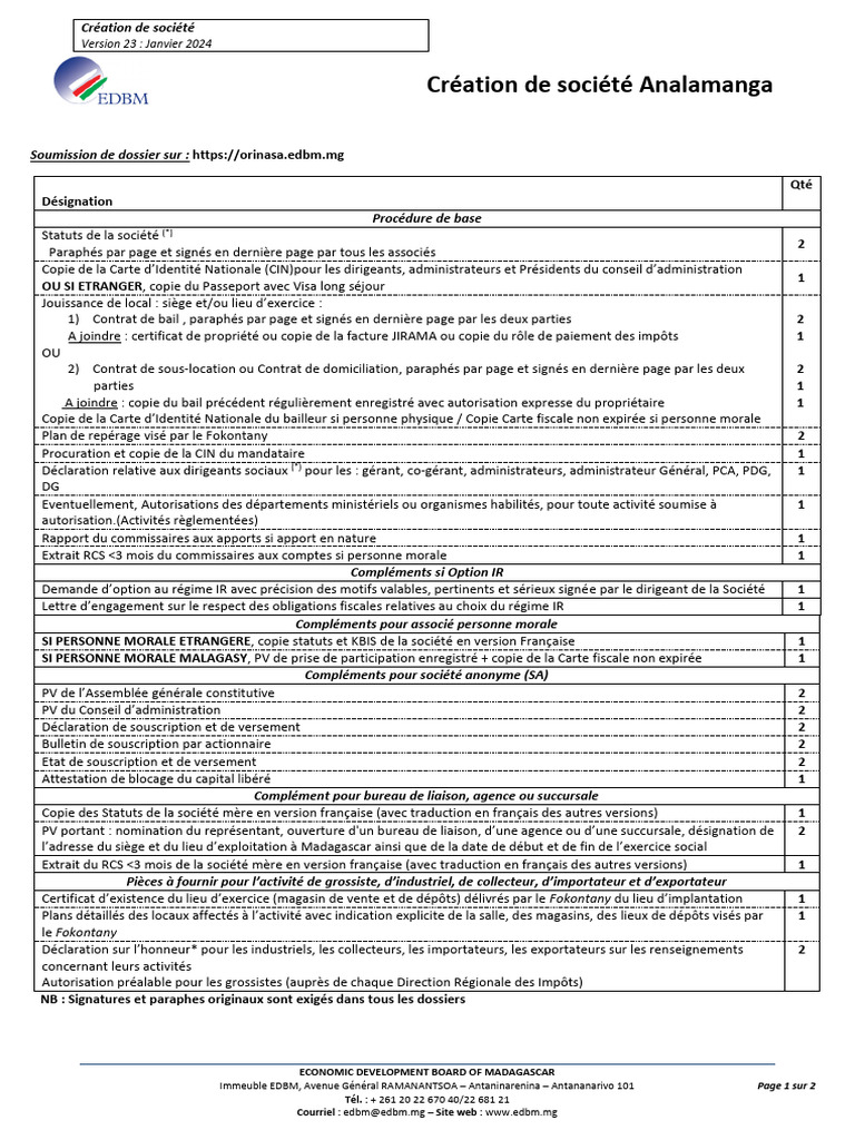 Document Creation D'entreprise EDBM | PDF
