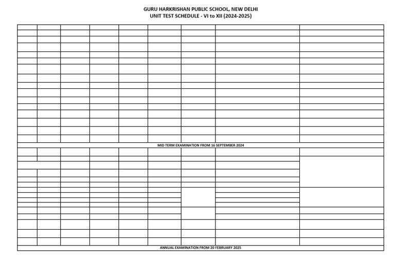 UNIT TEST SCHEDULE VI To XII 2024 2025 | PDF