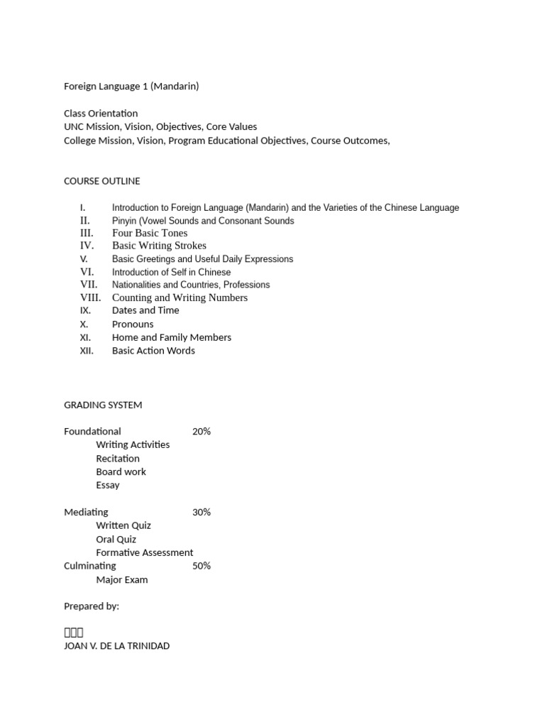Mandarin Language Course Overview | PDF | Career & Growth