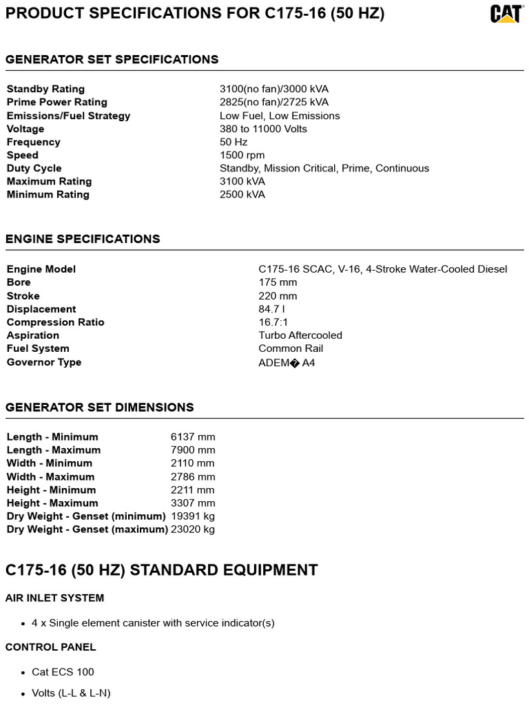 C175 - Generator Information | PDF